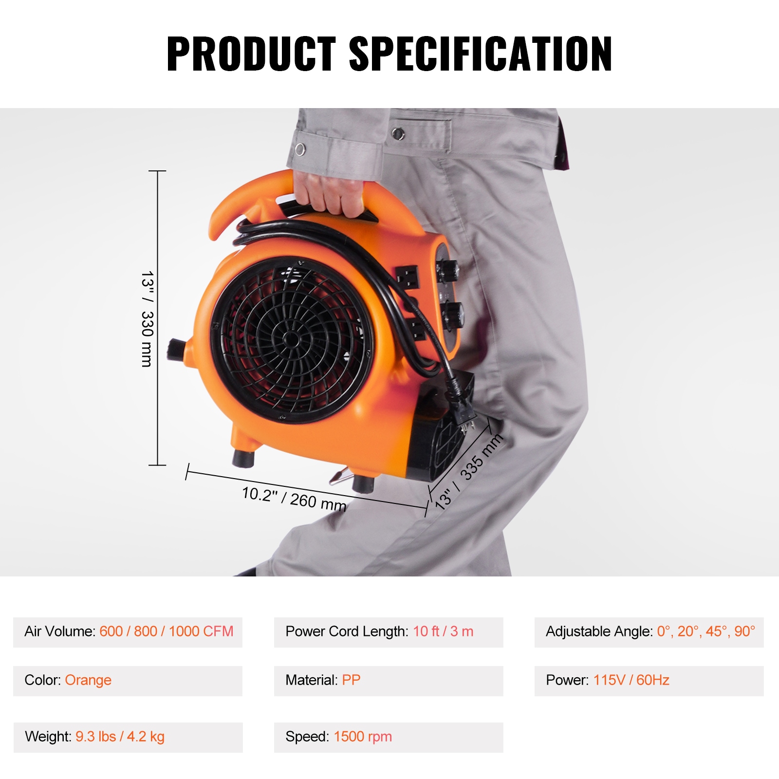 Floor Blower Portable Air Mover For Carpet Drying And Cooling_voghion.com